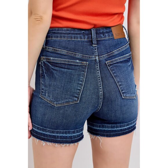 NWT Judy Blue Tummy Control High Waist Destroy Release Hem Denim Shorts - Picture 5 of 11
